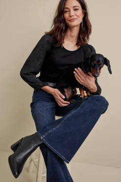 Everyday Styles|Wear Now Styles-Soft Surroundings Ultimate Denim Flare Jeans Tidal Blue Wash