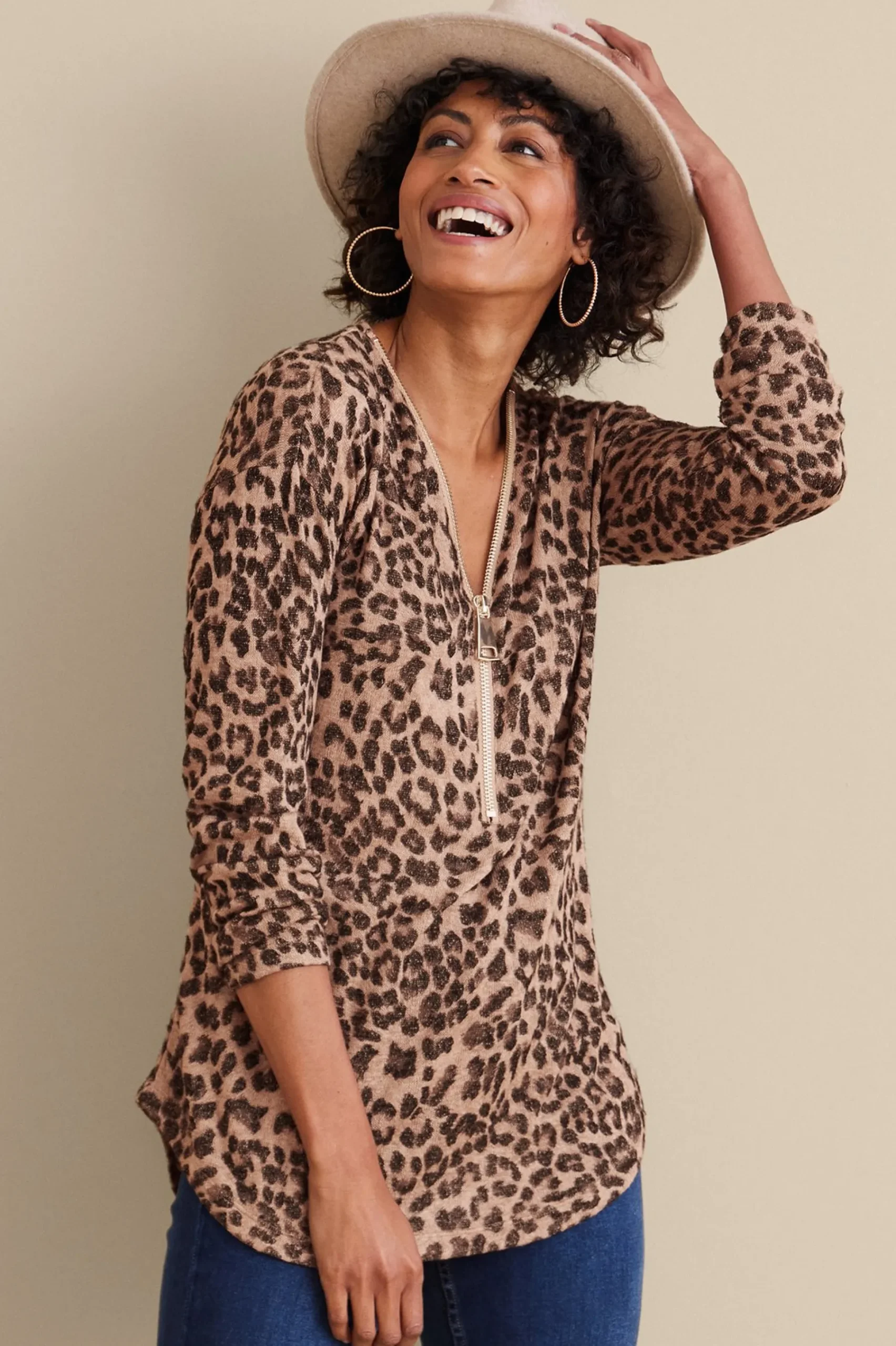 Everyday Styles|Sweaters & Cardigans-Soft Surroundings Valentina Zip Sweater Sangria Red