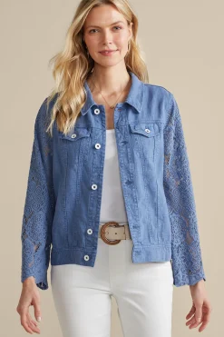Feminine Flourish|Into The Blues-Soft Surroundings Varese Linen Blend Jacket Colony Blue