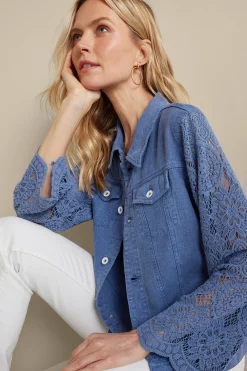 Feminine Flourish|Into The Blues-Soft Surroundings Varese Linen Blend Jacket Colony Blue