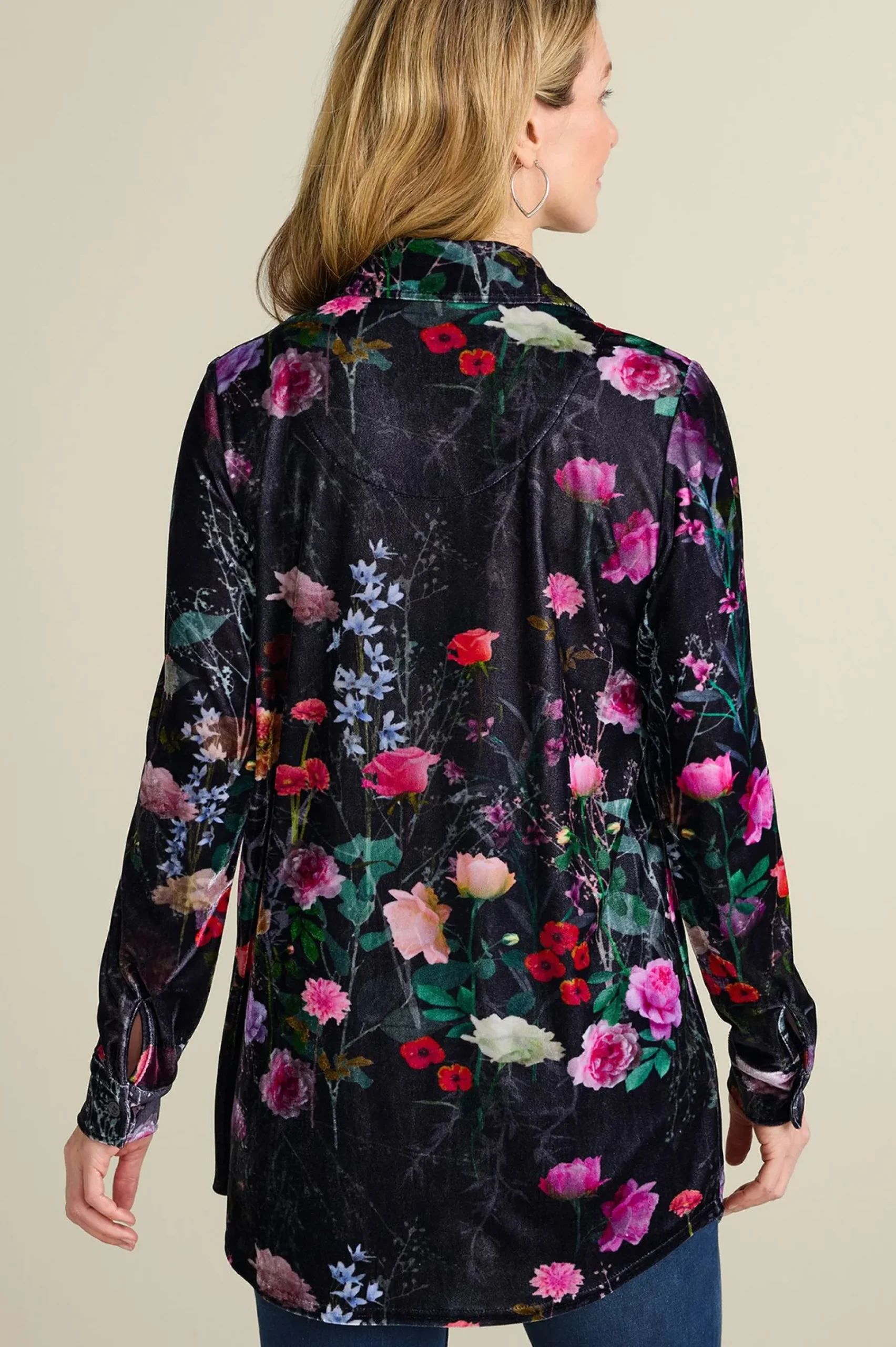 Everyday Styles|EVelvet Styles-Soft Surroundings Velvet Boyfriend Tunic Shirt Dark Copper