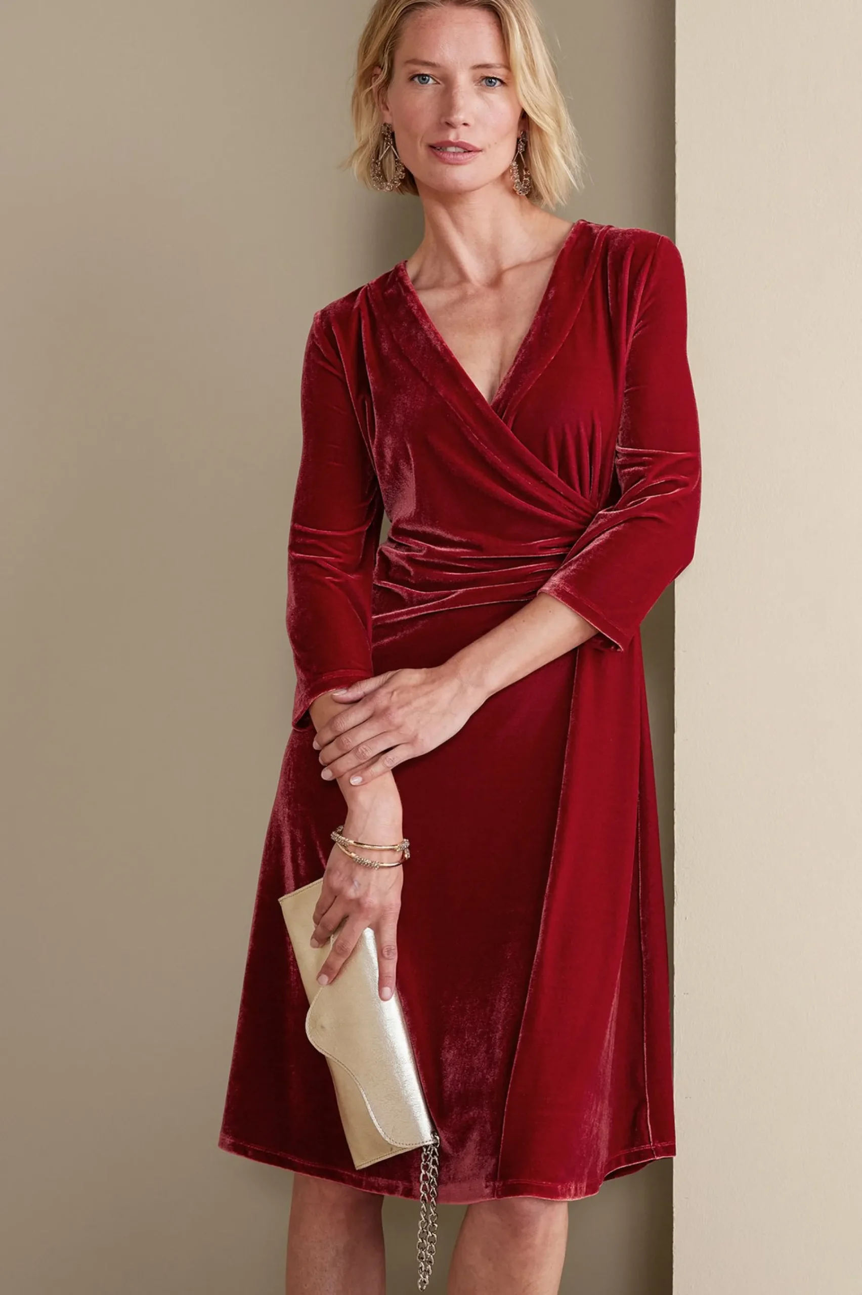 Feminine Flourish|EVelvet Styles-Soft Surroundings Velvet Hyannis Dress Red Dahlia