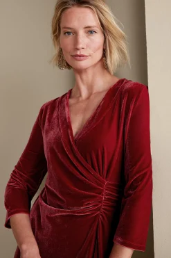 Feminine Flourish|EVelvet Styles-Soft Surroundings Velvet Hyannis Dress Red Dahlia