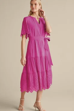 Feminine Flourish|Vacation Shop-Soft Surroundings Verena Eyelet Midi Dress Deep Orchid