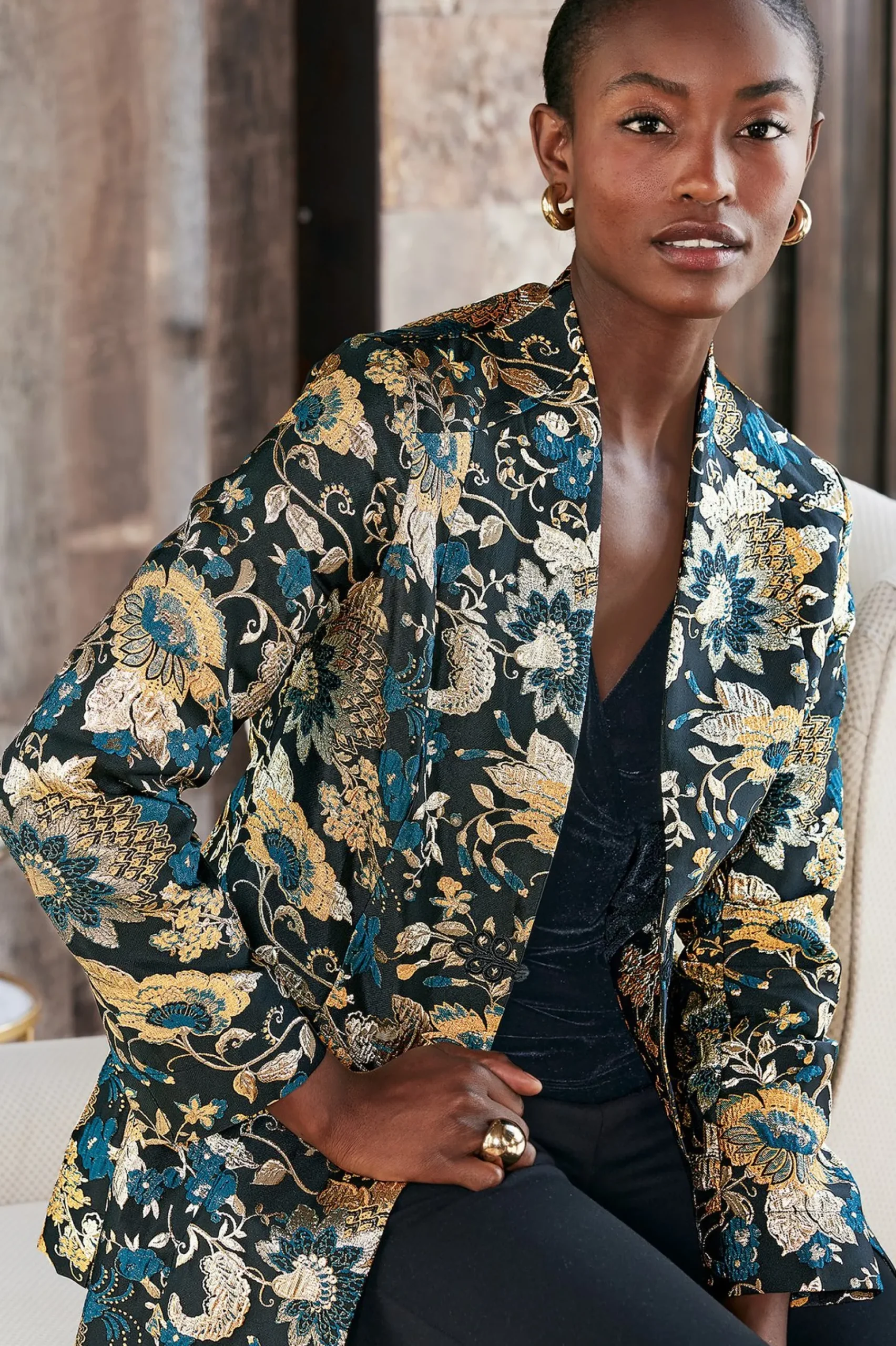 Feminine Flourish|Global Artistry-Soft Surroundings Viola Jacquard Jacket Multi Floral