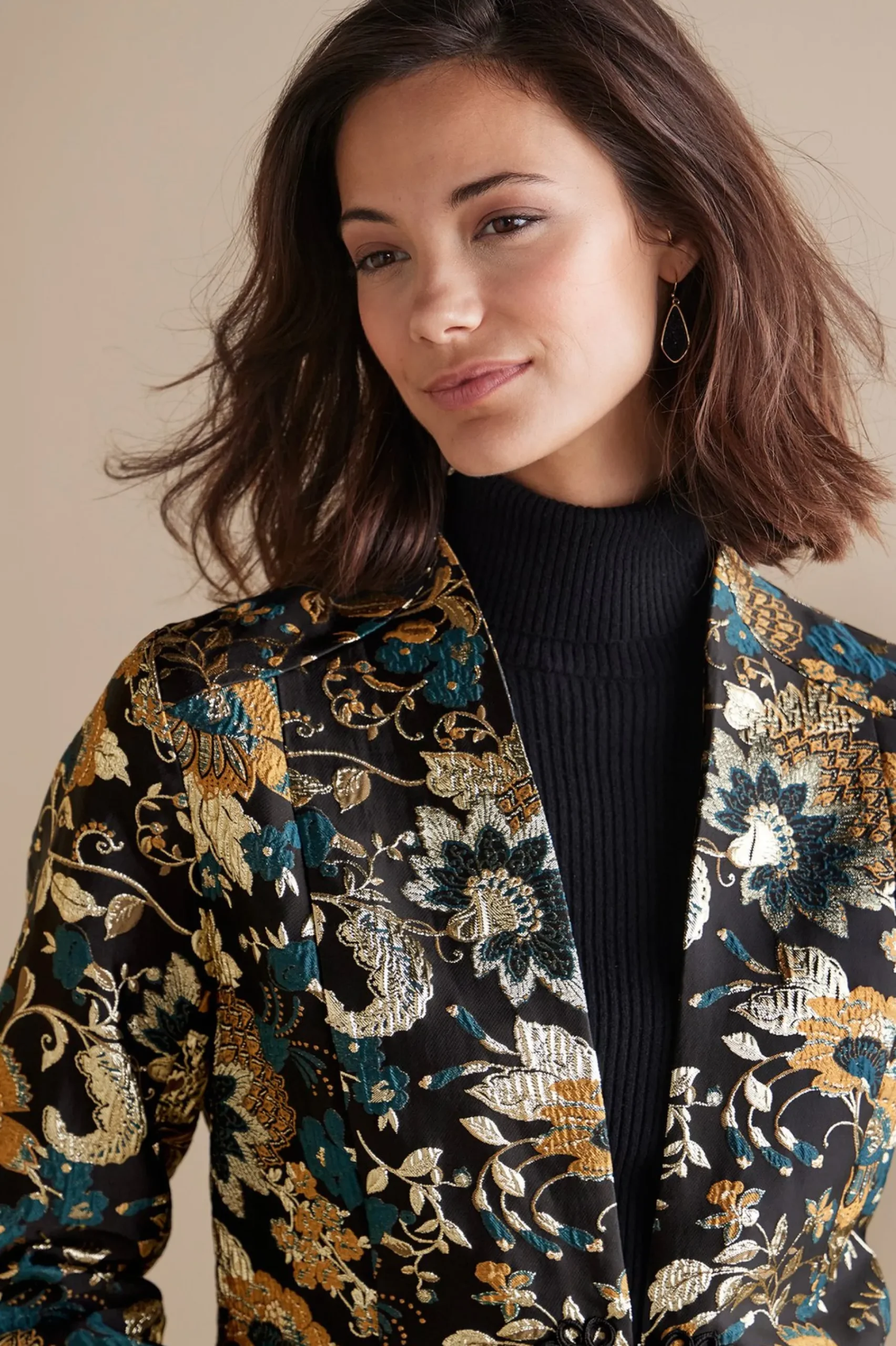 Feminine Flourish|Global Artistry-Soft Surroundings Viola Jacquard Jacket Multi Floral