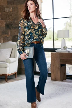 Feminine Flourish|Everyday Styles-Soft Surroundings Viola Shimmer Blouse Multi Floral