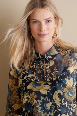Feminine Flourish|Everyday Styles-Soft Surroundings Viola Shimmer Blouse Multi Floral