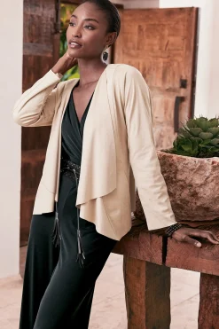 Jackets & Coats-Soft Surroundings Viviana Faux Suede Jacket Beige