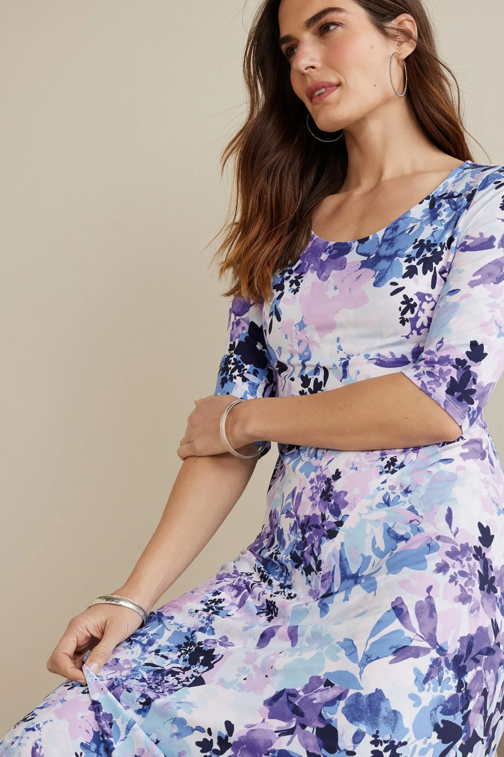 Feminine Flourish|occasion dresses-Soft Surroundings Vivienne Dress Garden Dream Blue