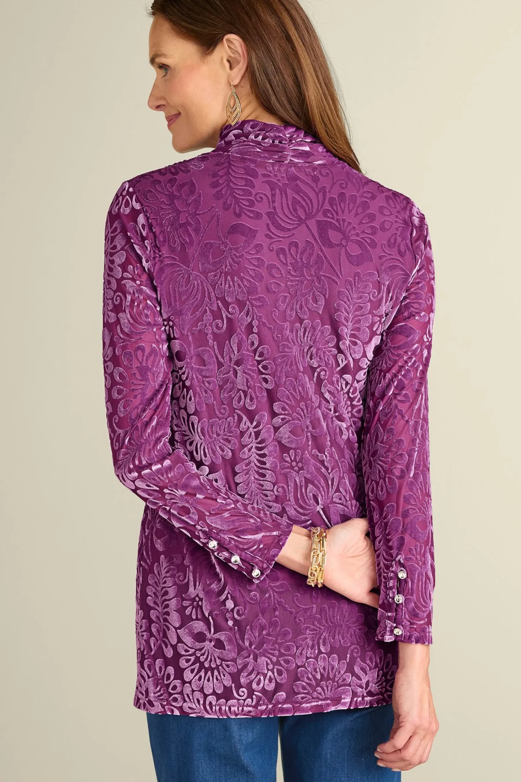 Feminine Flourish|Everyday Styles-Soft Surroundings Walden Velvet Turtleneck Red Dahlia