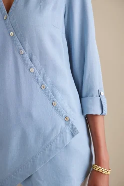 Into The Blues|Vacation Shop-Soft Surroundings Washed TENCEL Tunic Light Wash Denim