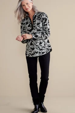 Feminine Flourish|long sleeve-Soft Surroundings Winona Pullover Neutral Scroll