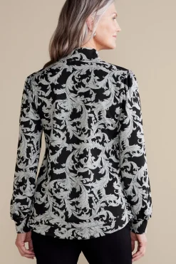 Feminine Flourish|long sleeve-Soft Surroundings Winona Pullover Neutral Scroll