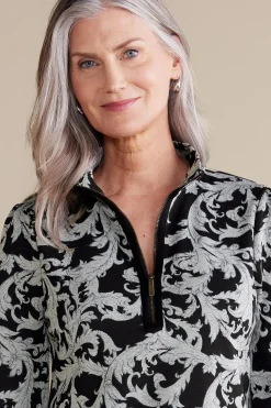 Feminine Flourish|long sleeve-Soft Surroundings Winona Pullover Neutral Scroll