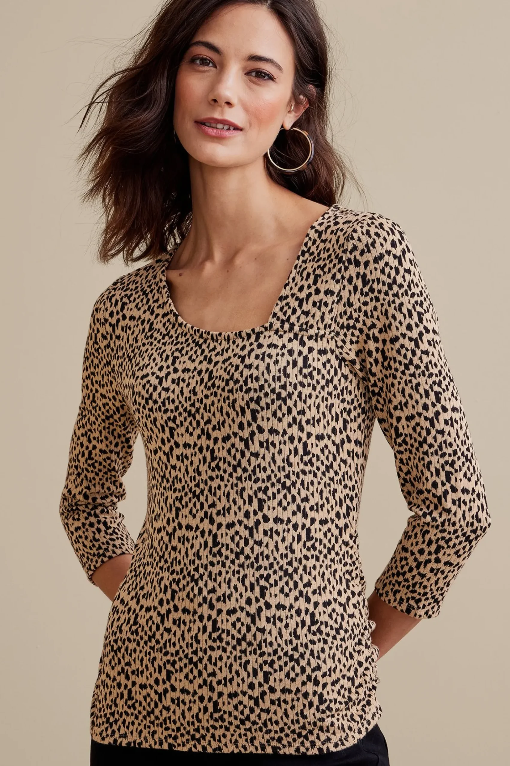 three quarter length|pullovers-Soft Surroundings Women Anesha Top Black