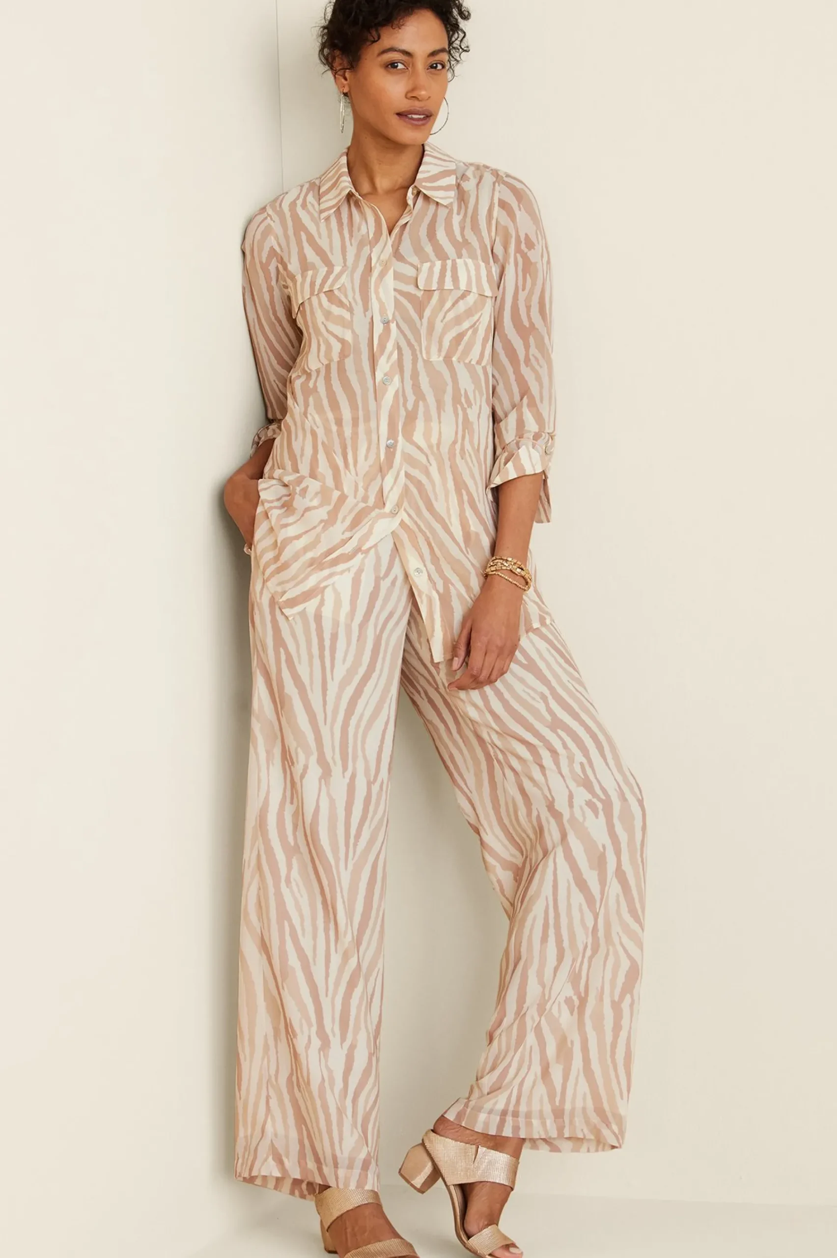 full length|wide leg-Soft Surroundings Women Safi Pants Neutral Zebra
