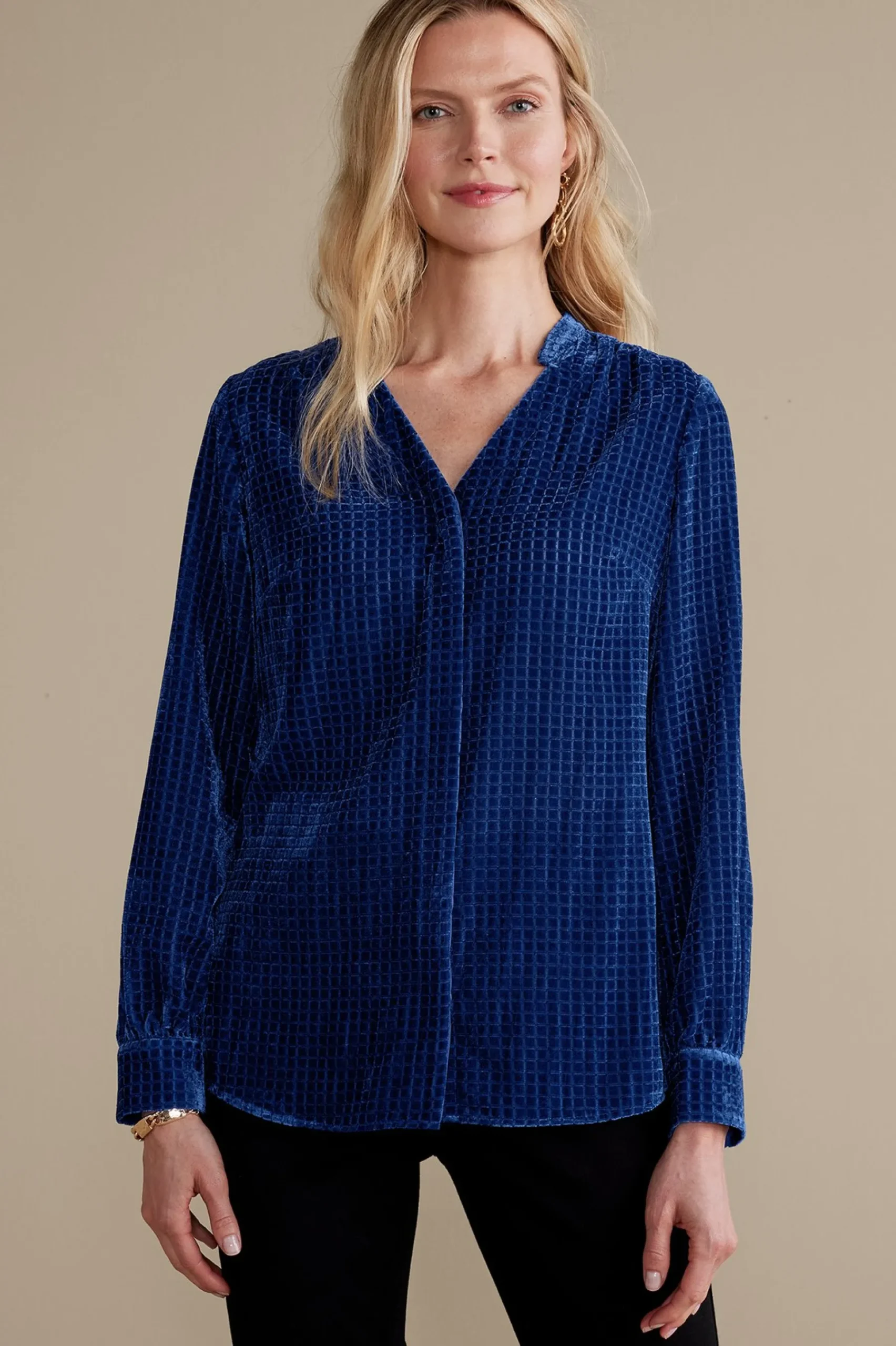 Into The Blues|Everyday Styles-Soft Surroundings Zia Velvet Shirt Sapphire