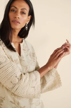 Feminine Flourish|Vacation Shop-Soft Surroundings Zina Crochet Sweater Tan Ecru