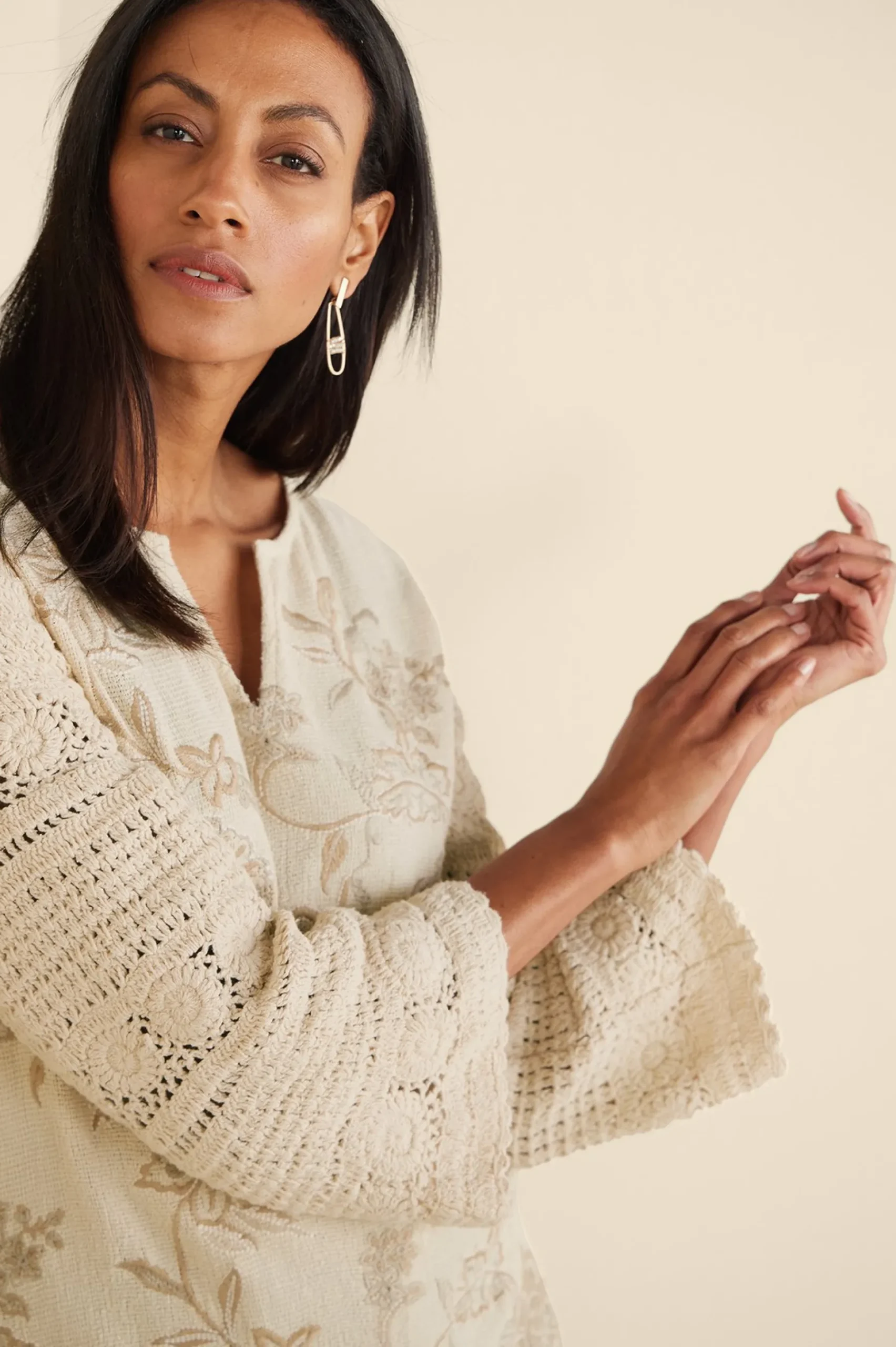 Feminine Flourish|Vacation Shop-Soft Surroundings Zina Crochet Sweater Tan Ecru